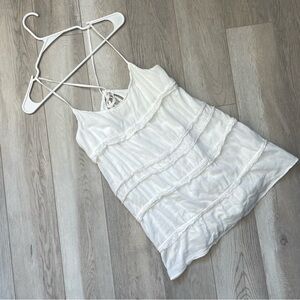 Hollister Mini Dress tiered racerback womens White (medium) coquette boho casual